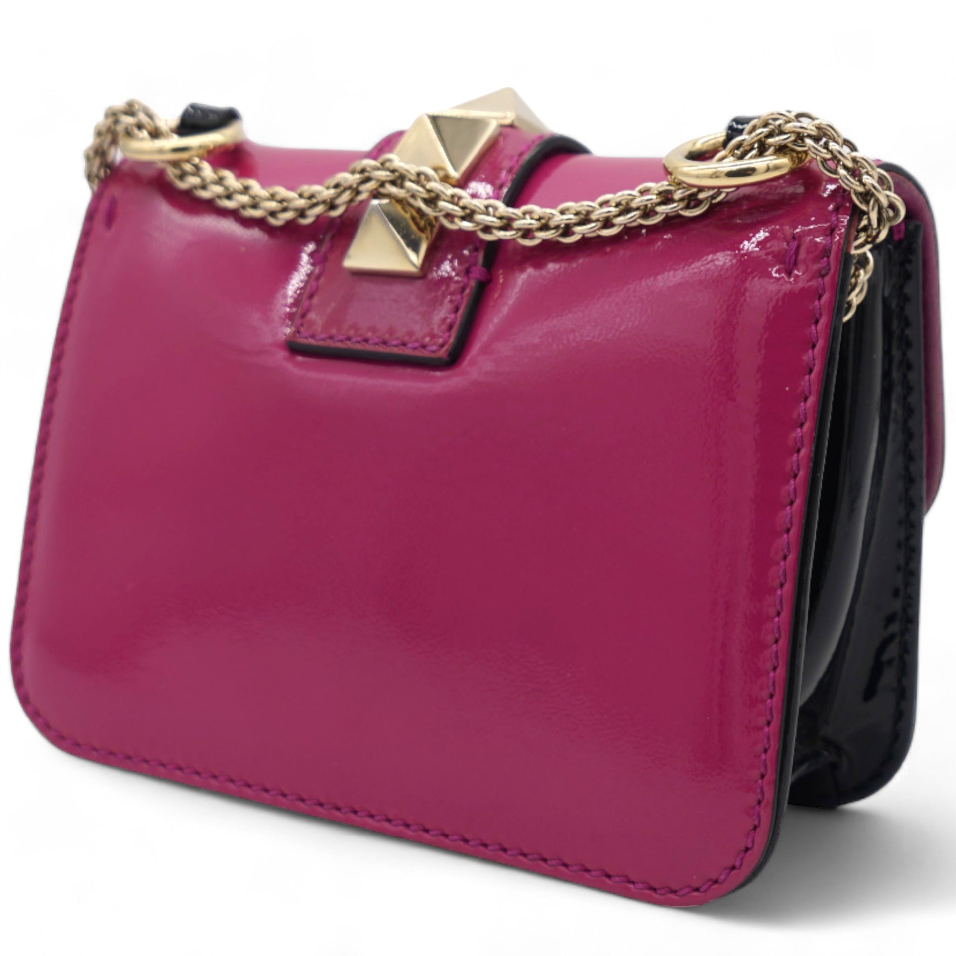 Vitello Mini Glam Lock Rockstud Flap Fuxia