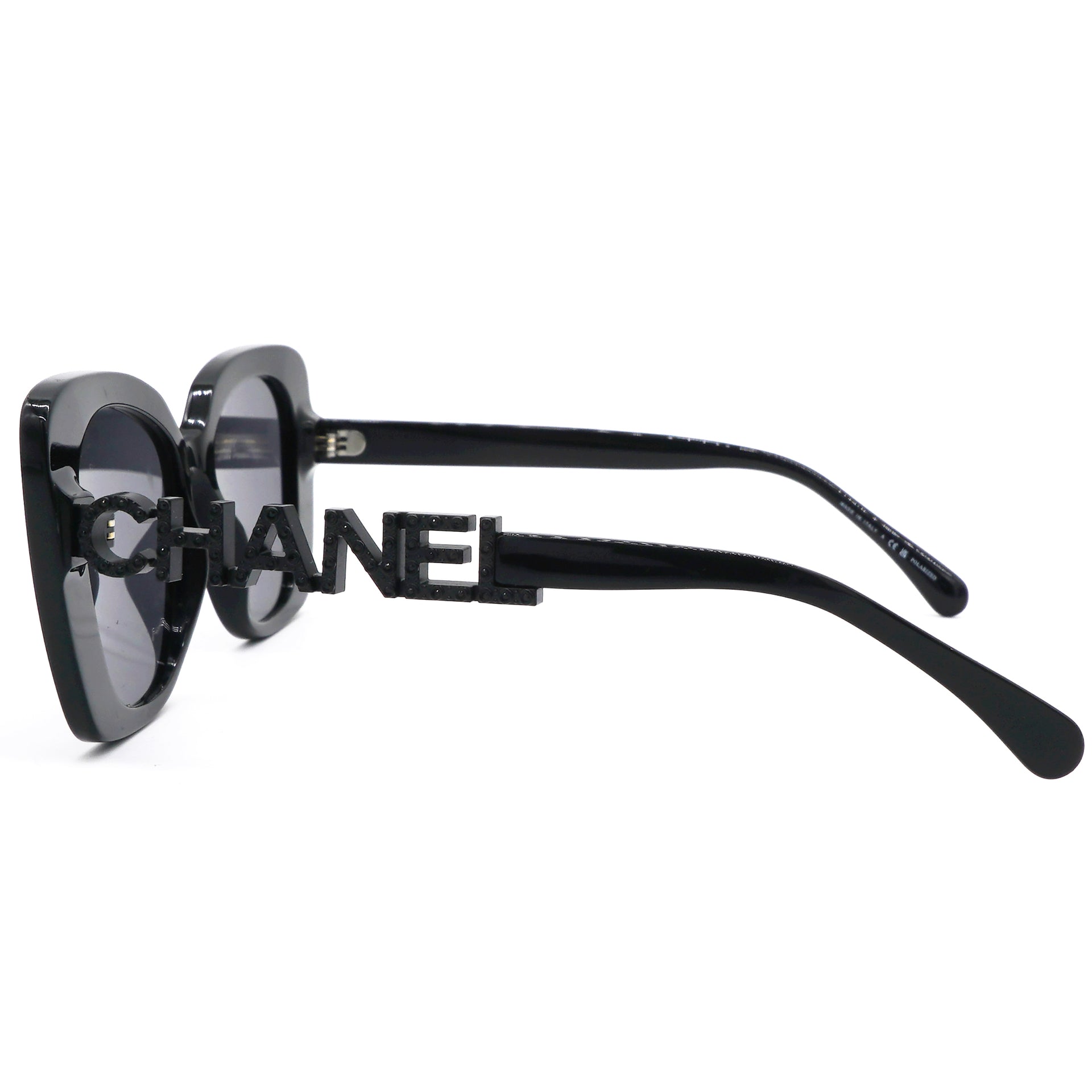 Acetate Strass Square Sunglasses 5422 Black