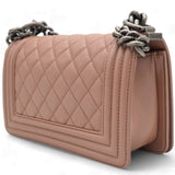 Blush Pink Quilted Leather Medium Boy Flap Bag