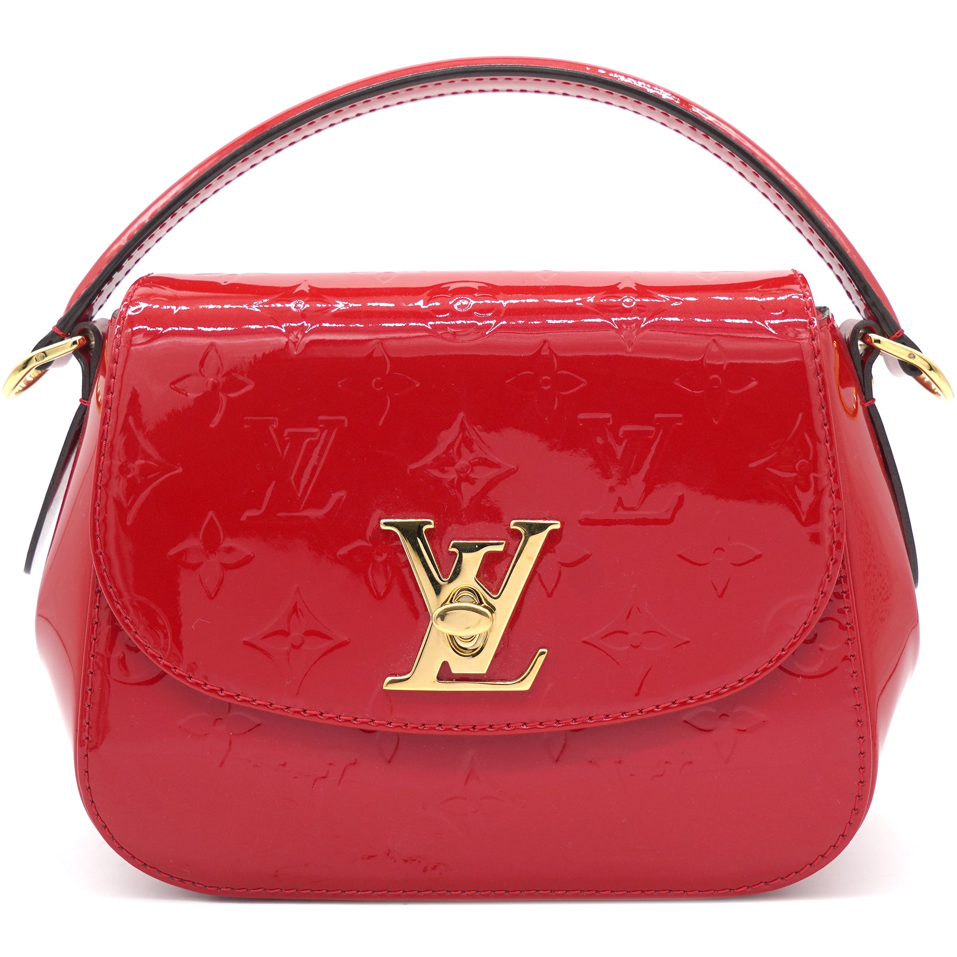 Louis Vuitton - Red Patent Leather Monogram Embossed Vernis