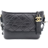 Aged Calfskin Quilted Small Gabrielle Hobo Black