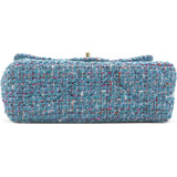 Tweed Quilted Mini Rectangular Flap Turquoise