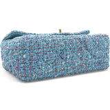 Tweed Quilted Mini Rectangular Flap Turquoise