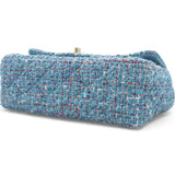 Tweed Quilted Mini Rectangular Flap Turquoise