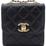 Lambskin Quilted Mini Trendy CC Chain Wallet Black