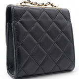 Lambskin Quilted Mini Trendy CC Chain Wallet Black