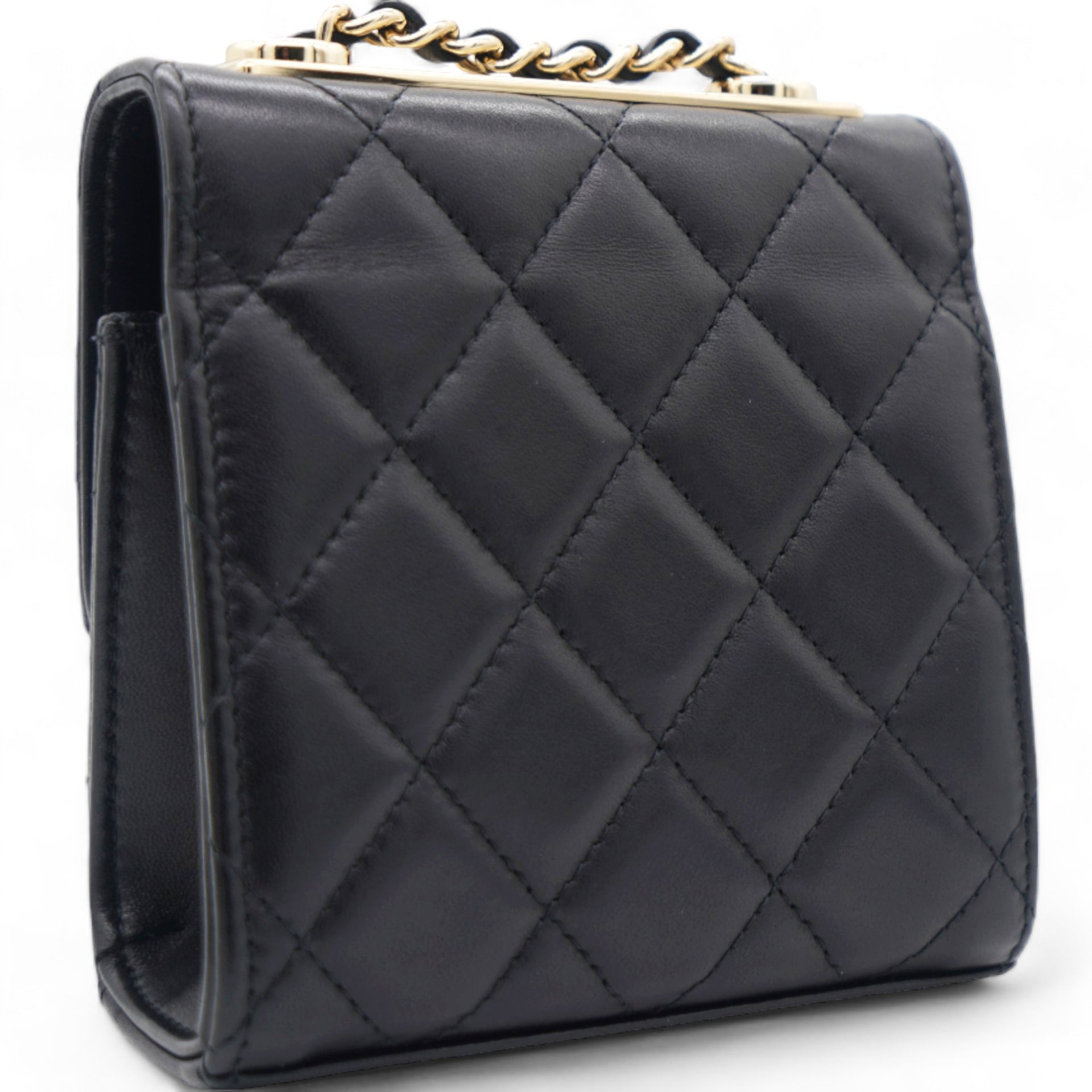 Lambskin Quilted Mini Trendy CC Chain Wallet Black