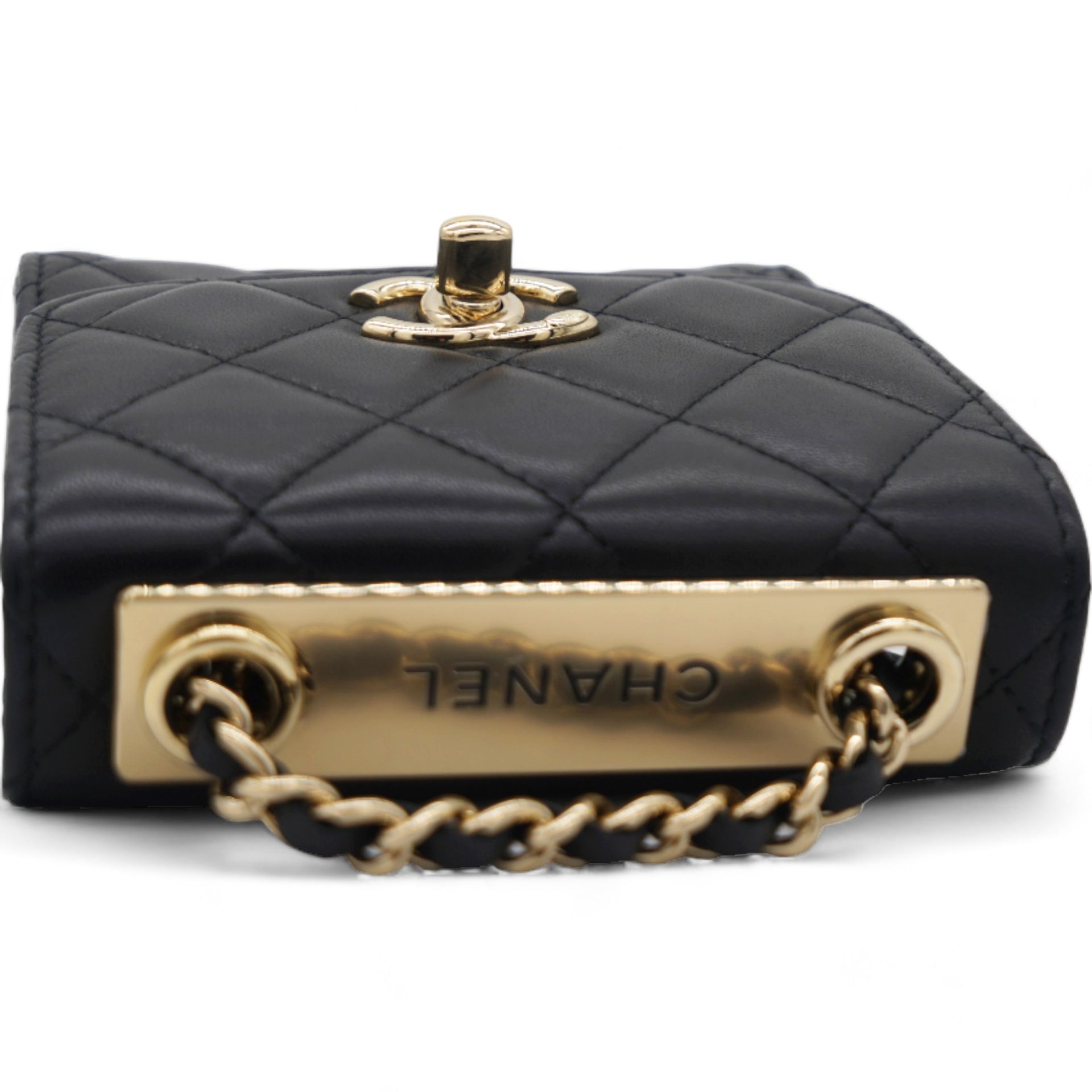 Lambskin Quilted Mini Trendy CC Chain Wallet Black