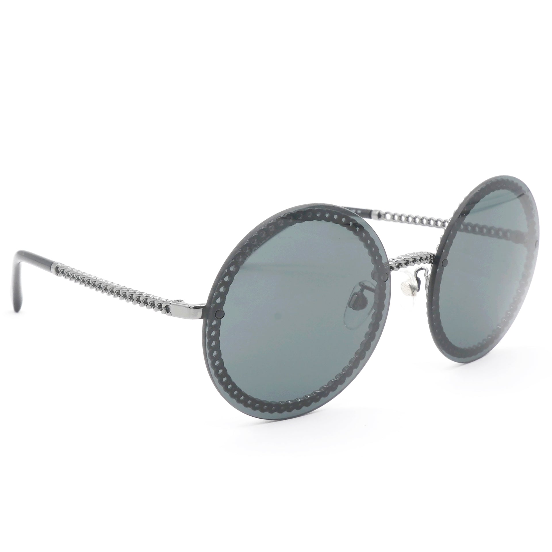 Round Sunglasses Silver Dark Gray