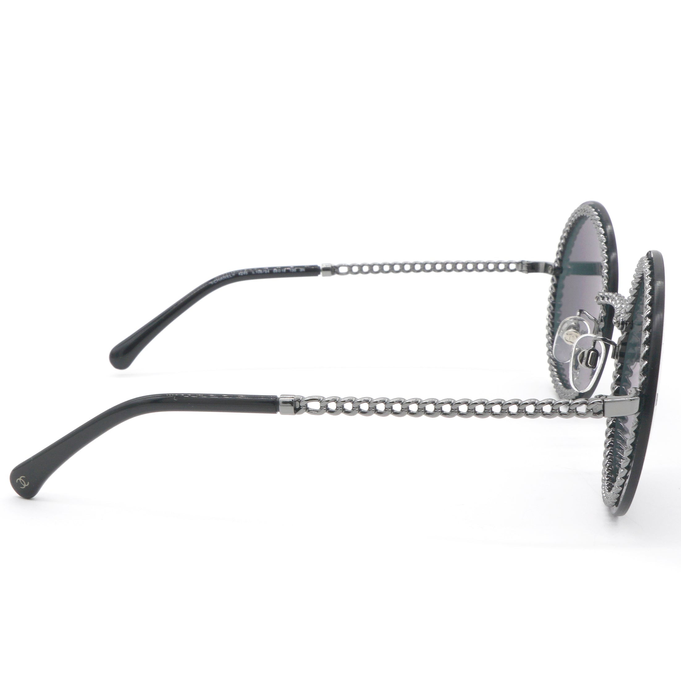 Round Sunglasses Silver Dark Gray