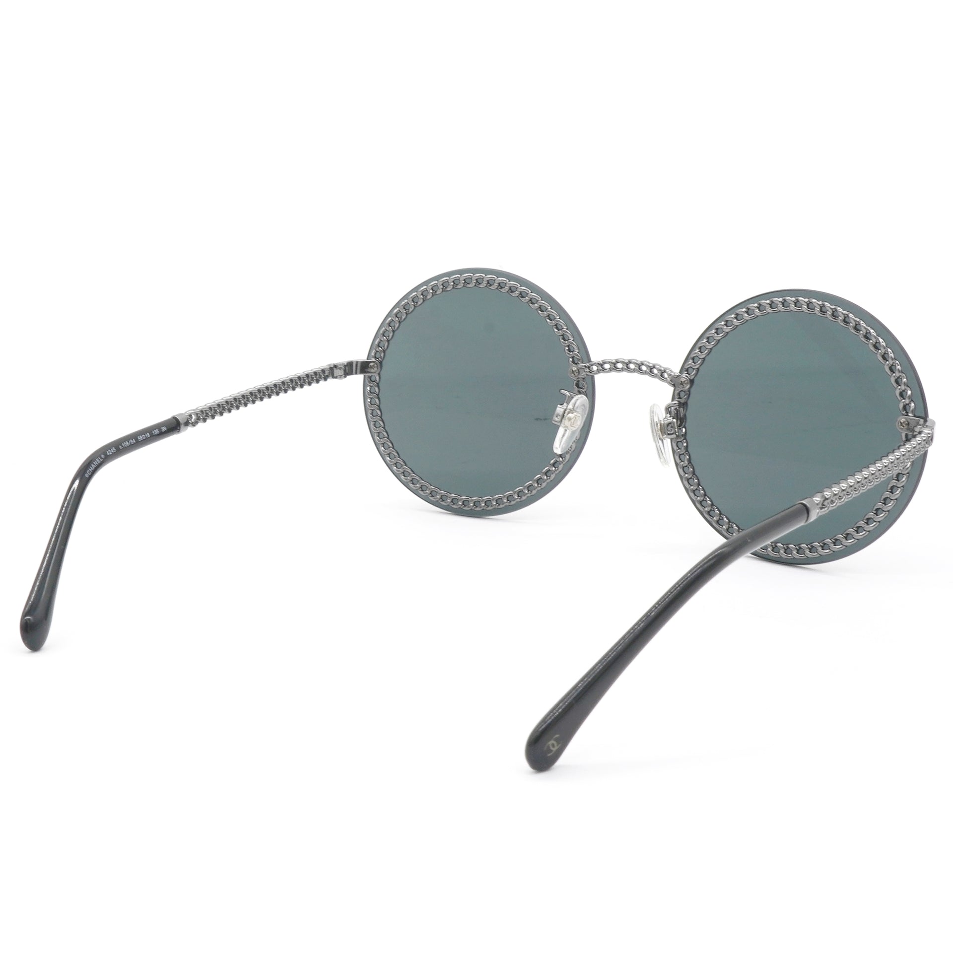 Round Sunglasses Silver Dark Gray