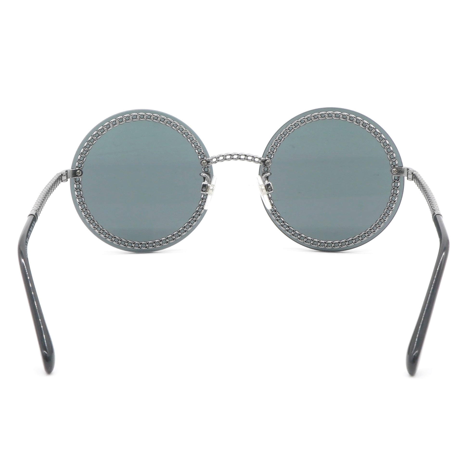 Round Sunglasses Silver Dark Gray