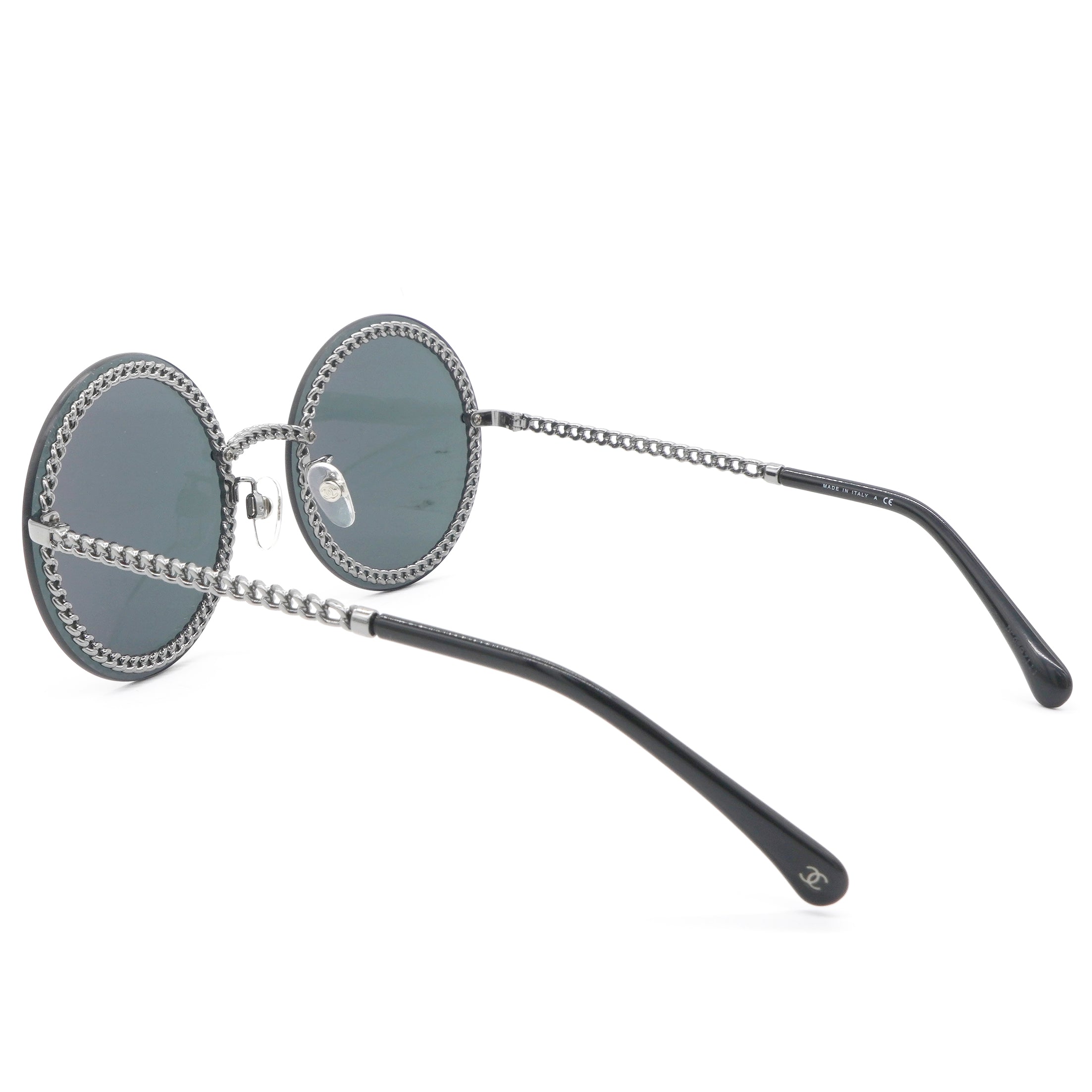 Round Sunglasses Silver Dark Gray