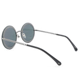 Round Sunglasses Silver Dark Gray