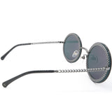 Round Sunglasses Silver Dark Gray