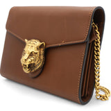 Calfskin Animalier Chain Wallet Brown