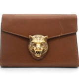 Calfskin Animalier Chain Wallet Brown