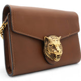 Calfskin Animalier Chain Wallet Brown