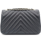 Calfskin Chevron Quilted Small Statement Flap Navy