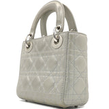 Grey Shimmering Leather Mini Lady Dior Tote