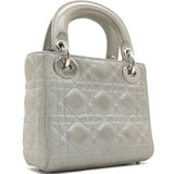 Grey Shimmering Leather Mini Lady Dior Tote