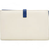 Blue/Cream Leather Large Multifunction Strap Wallet