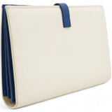 Blue/Cream Leather Large Multifunction Strap Wallet