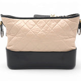 Aged Quilted Gabrielle Hobo Beige Black