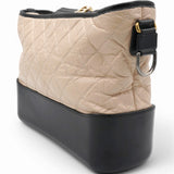 Aged Quilted Gabrielle Hobo Beige Black