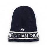 Cashmere Wool D-White Beanie Navy