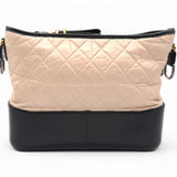 Aged Quilted Gabrielle Hobo Beige Black