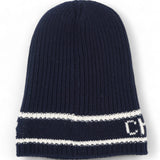 Cashmere Wool D-White Beanie Navy