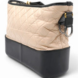 Aged Quilted Gabrielle Hobo Beige Black