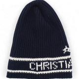 Cashmere Wool D-White Beanie Navy