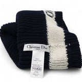 Cashmere Wool D-White Beanie Navy