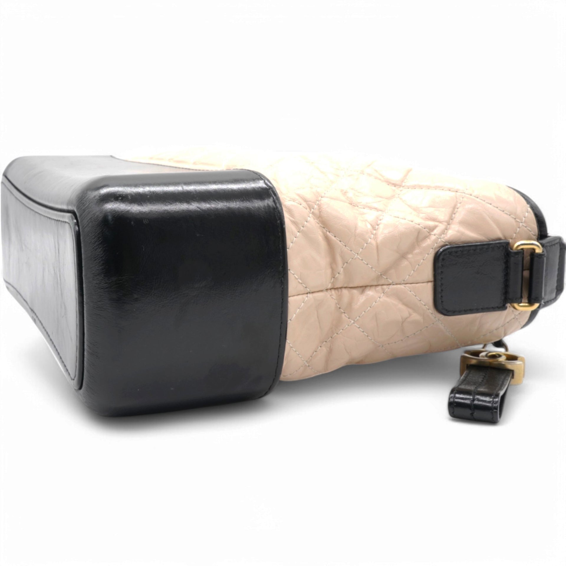 Aged Quilted Gabrielle Hobo Beige Black