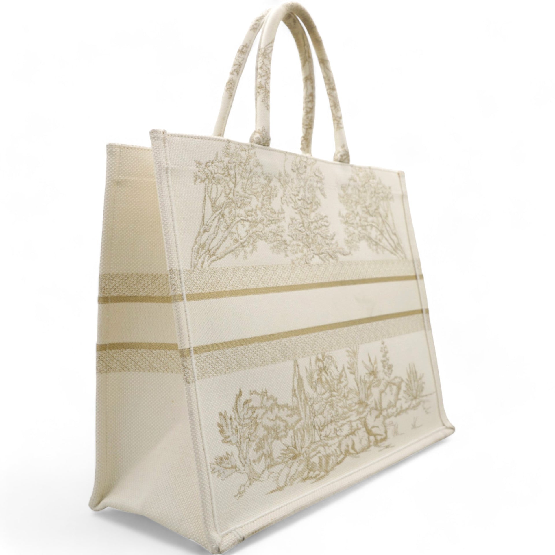 Canvas Embroidered Large Around The World Book Tote Gold