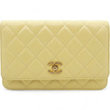 Caviar Quilted Mini Wallet On Chain WOC Yellow