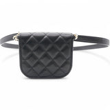 Tweed Lambskin Quilted Waist Bag With Coin Purse Black