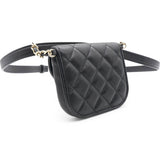 Tweed Lambskin Quilted Waist Bag With Coin Purse Black