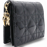 Patent Cannage Lady Dior Wallet Black