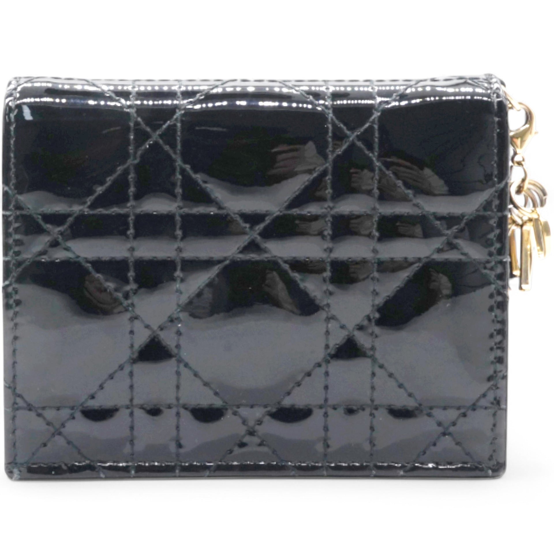 Patent Cannage Lady Dior Wallet Black