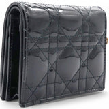 Patent Cannage Lady Dior Wallet Black