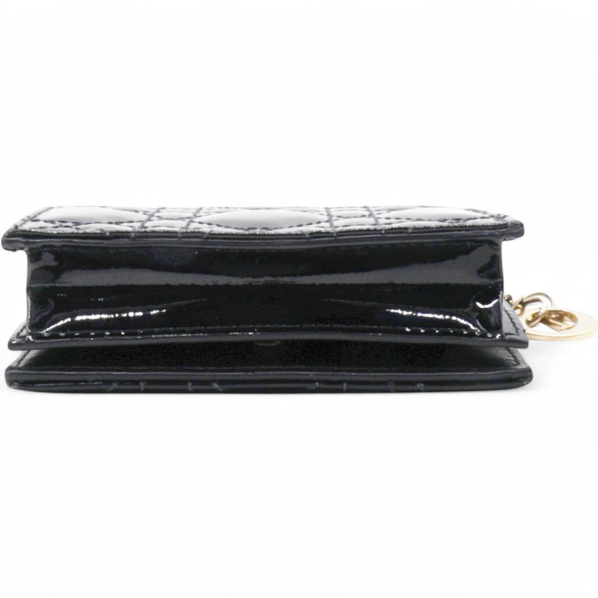 Patent Cannage Lady Dior Wallet Black