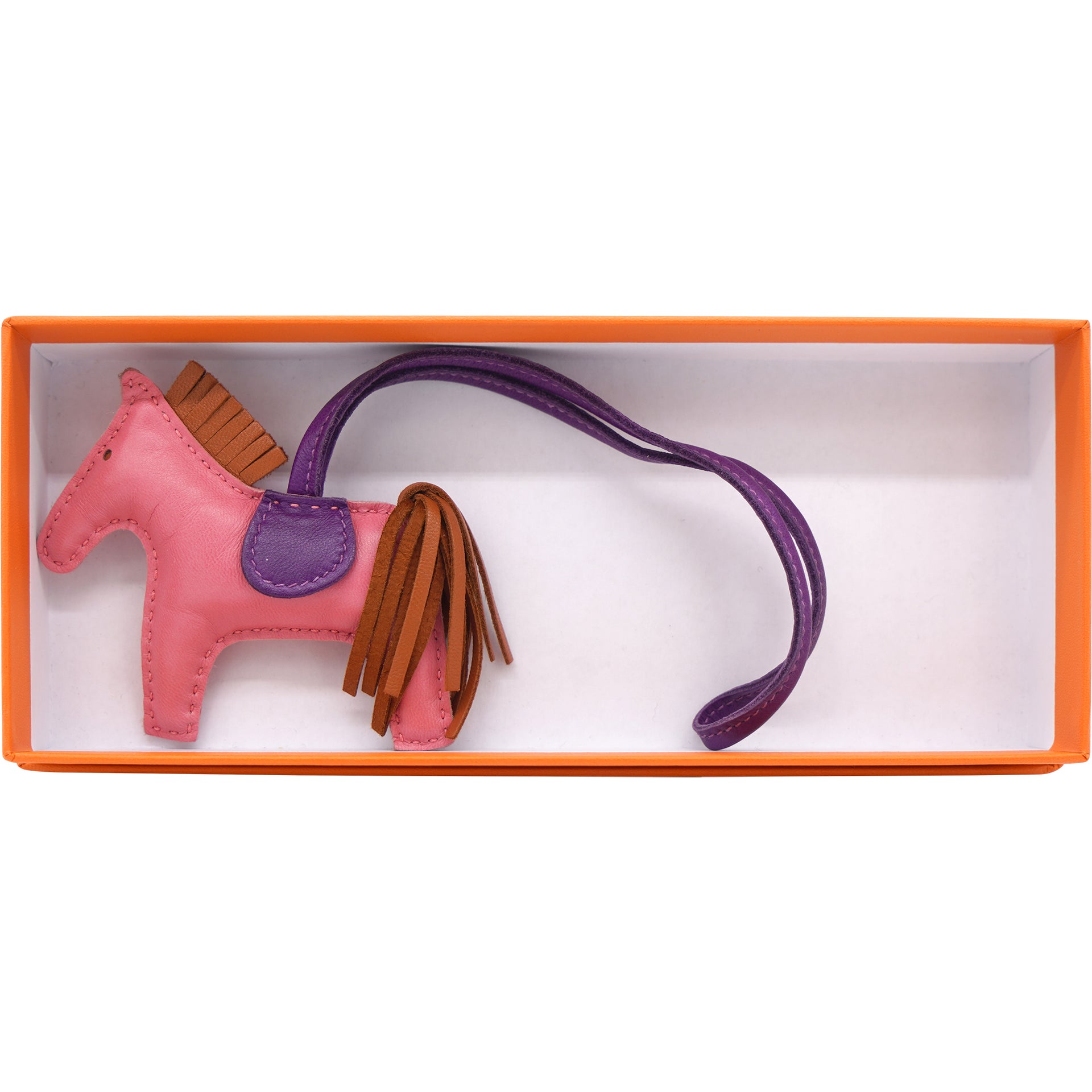 Hermes Rodeo MM Pink And Purple Horse Leather Bag Charm Accessory