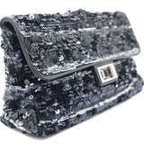 Reissue Sequin Medium Flap Bag Black/Silver