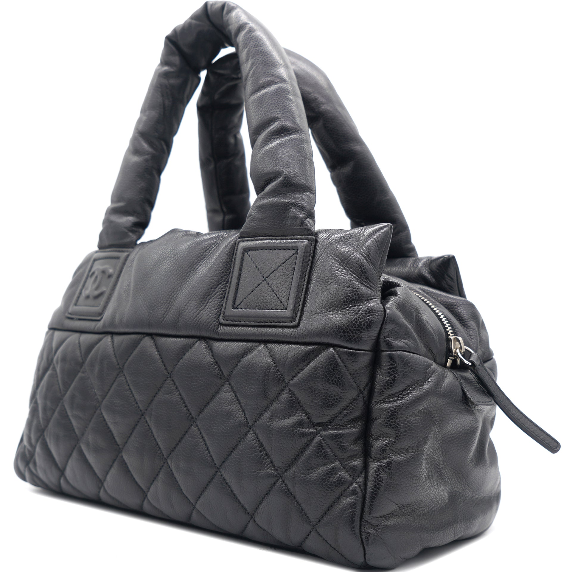 Leather Coco Cocoon Zipped Tote Black