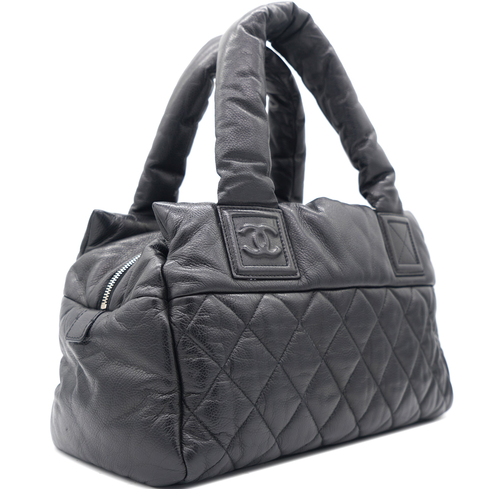 Leather Coco Cocoon Zipped Tote Black