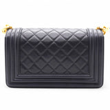 Lambskin Quilted Small Boy Flap Black