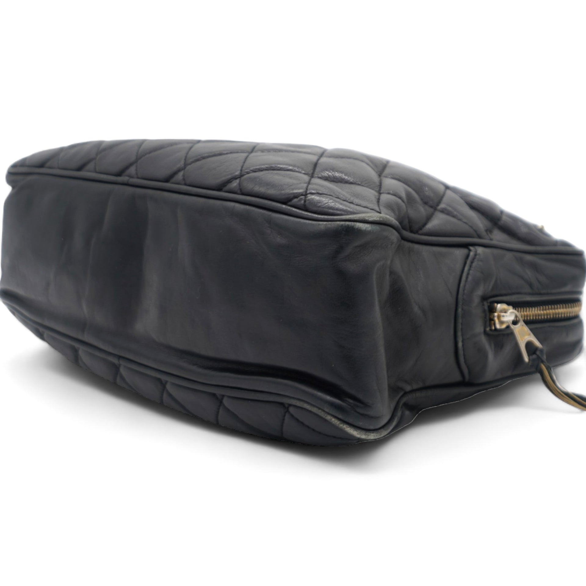 Matelasse Chain Shoulder Women's Caviar Leather Shoulder Bag Black